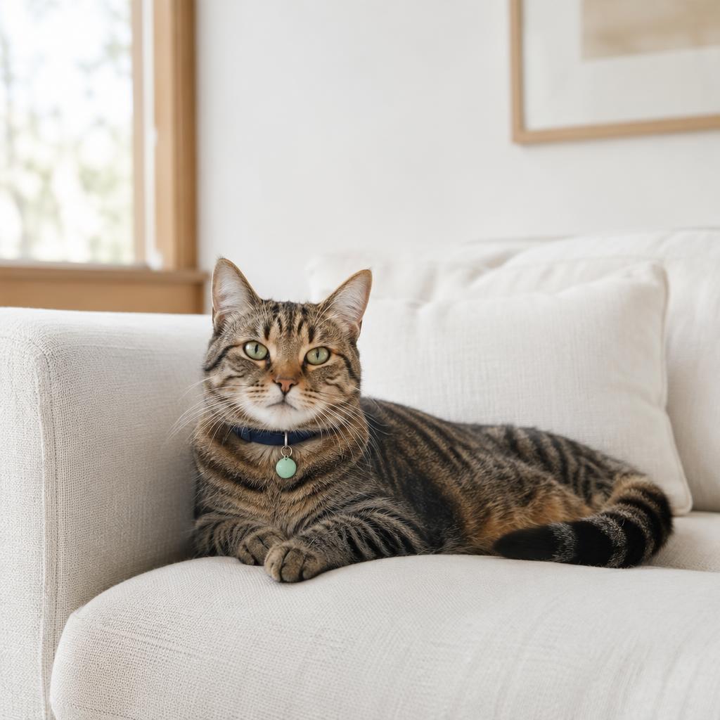 Tabby cat with a PETBACK tag